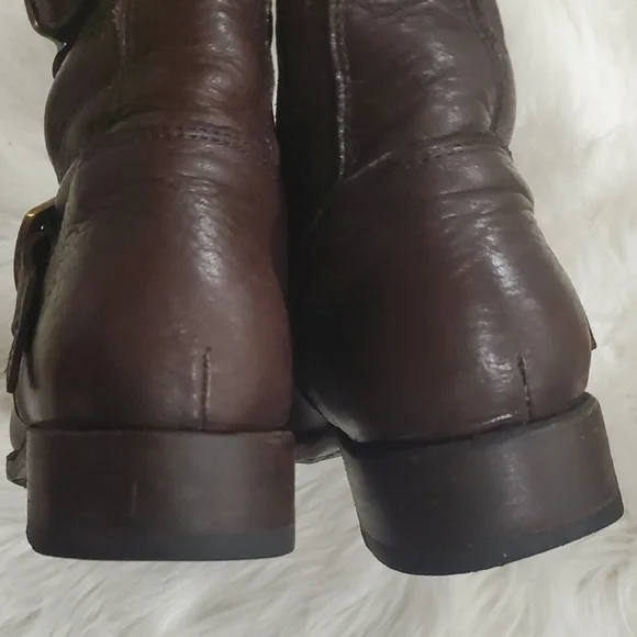 Frye Dark Brown Leather Moto Boots - Picture 12 of 12